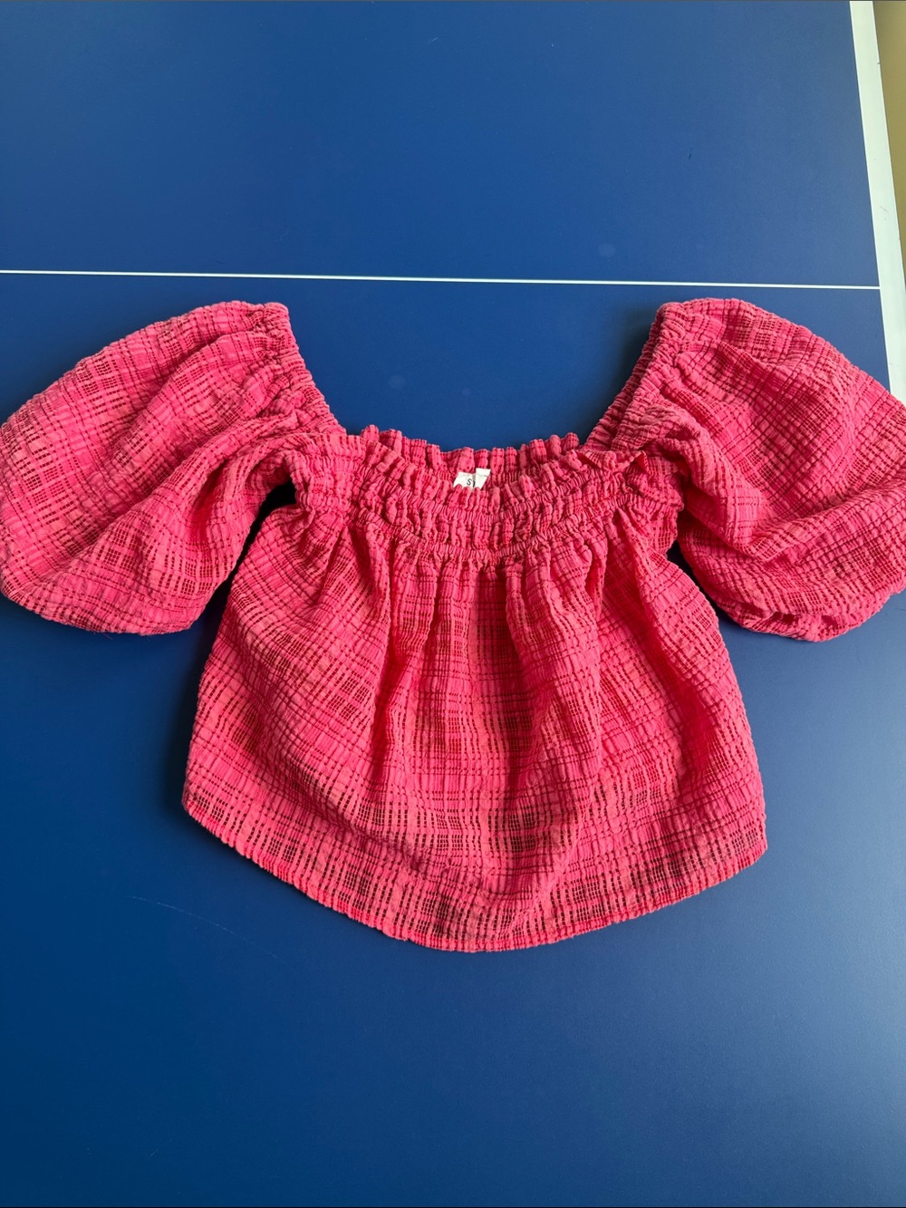 Off-Shoulder Pink Smocked Crop Top Small